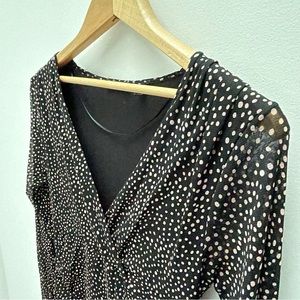 MEXX work dress, black with pink polka dots